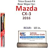 Rear Wiper Blade for 2016 Mazda CX-3 Trico Exact Fit Bundled with MicroFiber Interior Car Cloth