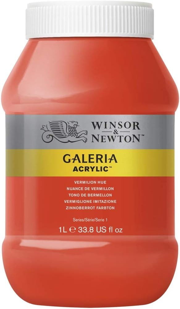 Winsor & Newton Galeria 2154682 Acrylic Paint, High Pigmentation, Non-fading, Butter Consistency, 1000 ml Pot - Vermilion