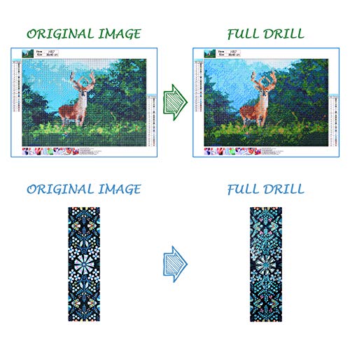 Diamond Painting, Kenting DIY 5D Diamond Painting by Number Kits, Round Full Drill Diamond Embroidery Paintings Pictures DIY Diamond Art for Adults and Kids with DIY Beaded Diamond Painting Bookmark