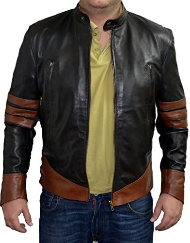 NorthernFinch Men's Xmen XO Wolverine Fashion Moto Leather Jacket Sheep Black 5X-Large