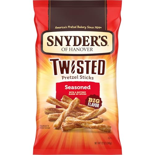 SNYDER’S OF HANOVER, SEASONED TWISTED PRETZEL STICKS, 12 OZ BAG