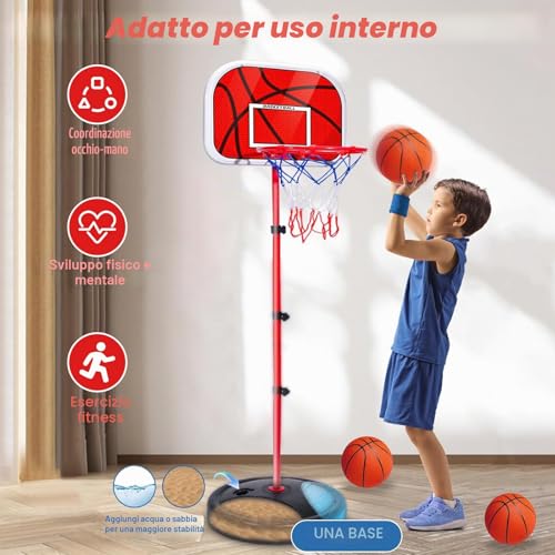 Kezidhp Children's Basketball Hoop with 3 Balls, 1 Pump, Adjustable Height 50-150 cm, for 3 to 8 Years Children, Indoor and Outdoor