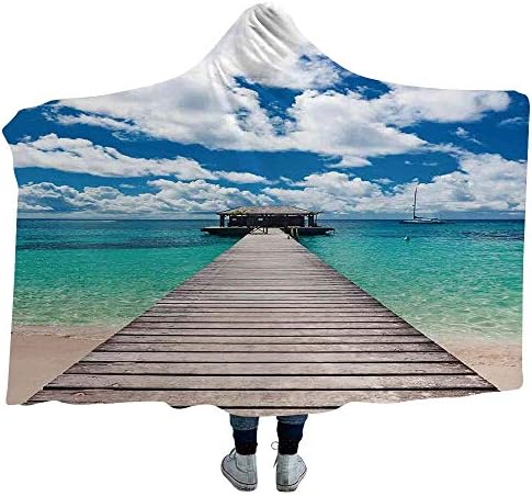 VAMIX Mens Hooded Blanket Ocean Island Decor Blankets Made from Our Best Relaxation Sleep Fabric James Bond Stone Island Landscape in Tropical Beach Cruising Journey of Life Photo (Kids 50"x 60")