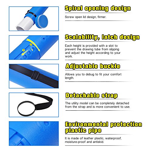 image for DEWEL Poster Tube with Strap Plastic Expanding Poster Tube 24.5