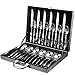 Amerzam Flatware Set,18/8 Stainless Steel Cutlery with Knife Fork Spoon Teaspoon Dinnerware Cutlery Set (24 Piece with Gift Box)
