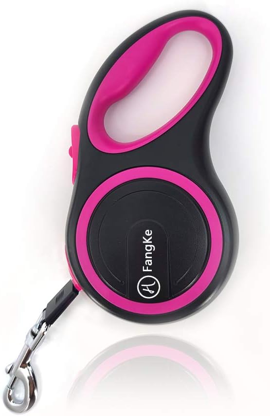 Retractable Dog Leash, 5M/8M Dog Leash for Small to Large Dogs Up to 50Kg, Easy Single Lock/Release Button and Ergonomic Handle, Heavy Duty Tangle-Free Nylon Ribbon Leash (8m/50kg, Pink)