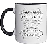 MZVO Funny Cup of Fuckoffee Coffee Mug White Ceramic Mug with Black Handle 11 Ounce