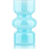 VanEnjoy Blue Glass Hydroponic Vase, Colored Glass vase Flower, Three-Layer 7 inch Cylinder vase for Home Décor, Modern Glass Vase for Home, Office, Wedding