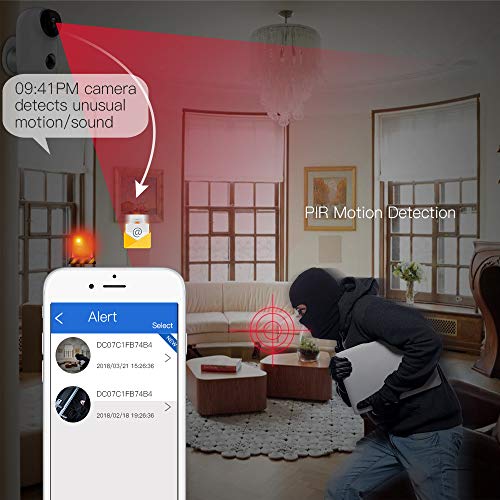 SDETER Wireless Camera, Battery Powered 720P WiFi Outdoor Security Cameras, Waterproof PIR Motion Detection, Night Vision, Cloud Service Long Standby