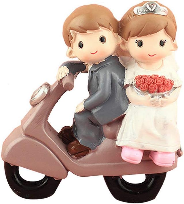 Vosarea Mariage Mariee Marie Gateau Topper Resine Figurine Gateau Topper La Mariee Et Le Marie Sur Moto Ornement Decoration Accessoires De Decoration Patisserie gd In