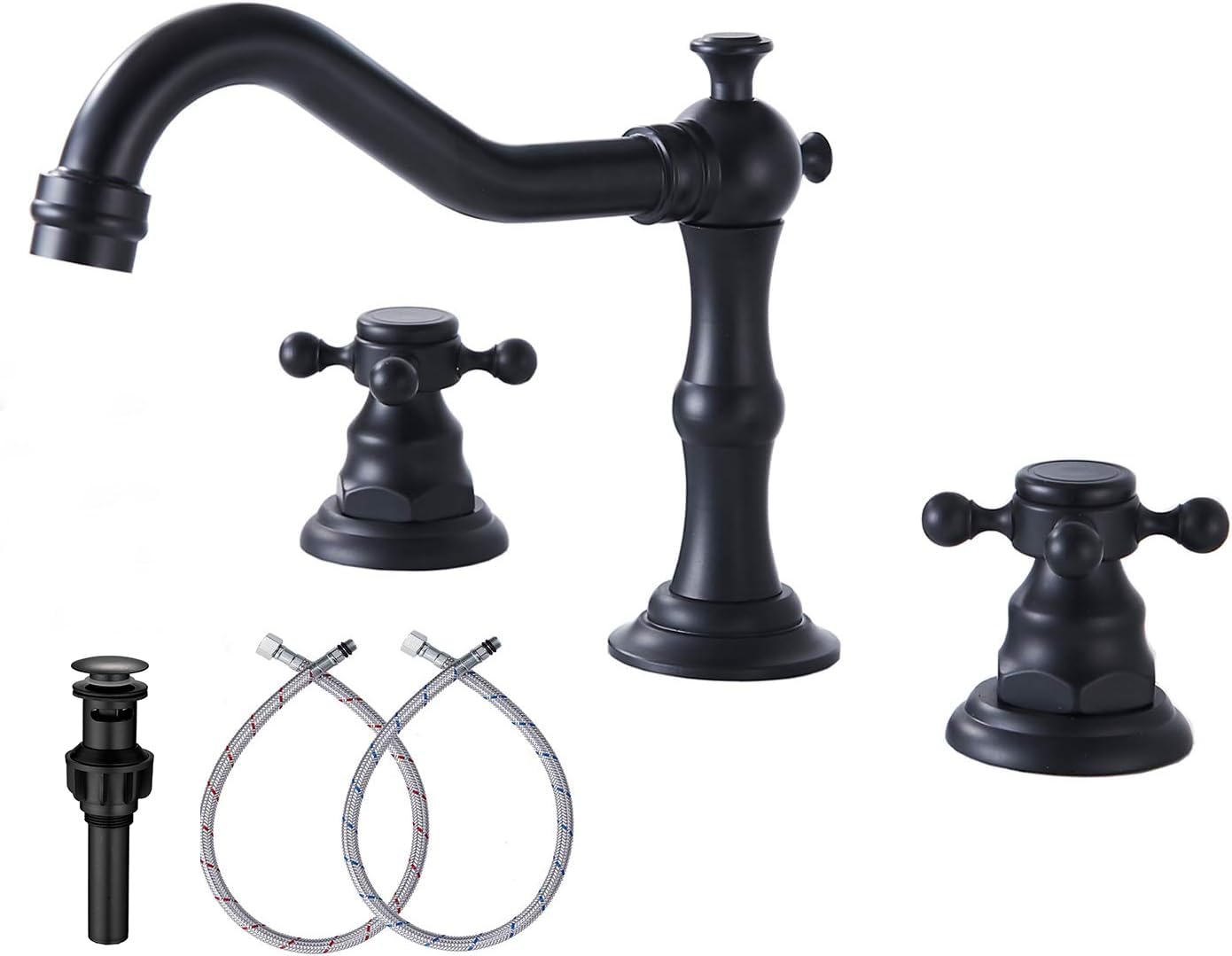 Black Bathroom Faucet GGStudy Faucets Bathroom Sink 2 Handles 3 Holes ...