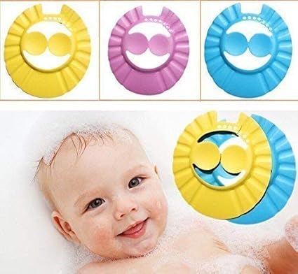 Divue New Adjustable Safe Soft Bathing Baby Shower Cap Wash Hair For Children Baby Eye Ear Protector Adjustable Leaves Shape Bathing Shower/Shamoo Cap Hat Baby Shower Caps (Multicolor)