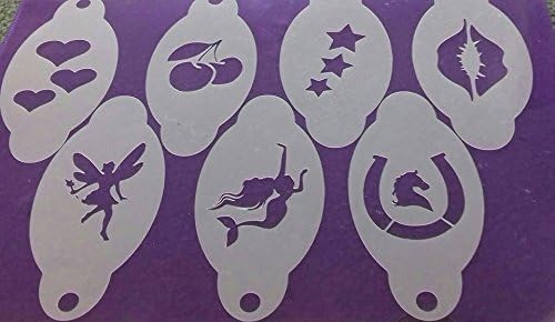 Girls face painting stencils reusable many times (7 different designs) fairy unicorn mermaid stars hearts lips