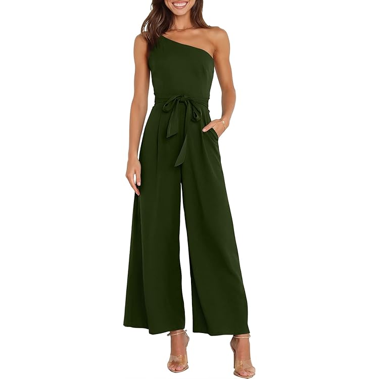 Amazon.com: UNIQUE 21 One Shoulder Wide Leg Jumpsuit for