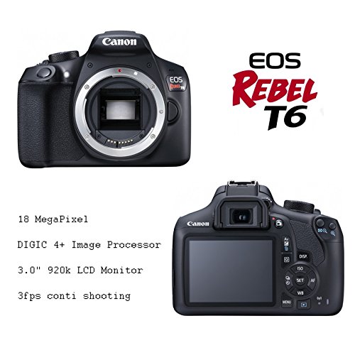 Canon EOS Rebel T6 18 MP DSLR Camera with Canon EF-S 18-55mm f/3.5-5.6 IS II Lens + 2 Auxiliary Lenses + HD Filter Kit + Macro Close-Up Kit + 50 Inch Tripod + Premium Accessory Bundle (21 Items Total)