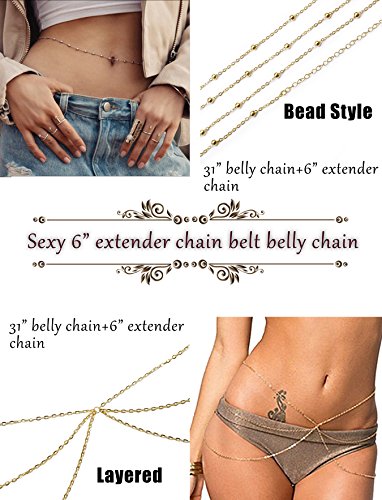 Jstyle 6PCS Hot Sexy Belly Chain Thin Waist Belt Body Chain Back Necklace For Women Girl Summer Beach Jewelry