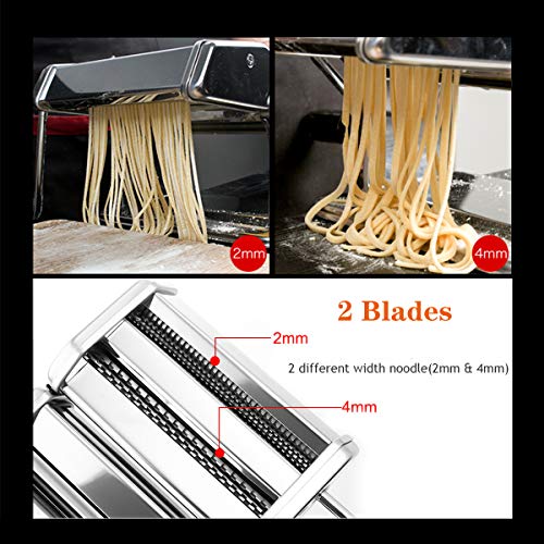 Pasta Maker, Manual Hand Crank Pasta Machine, Washable Stainless Steel