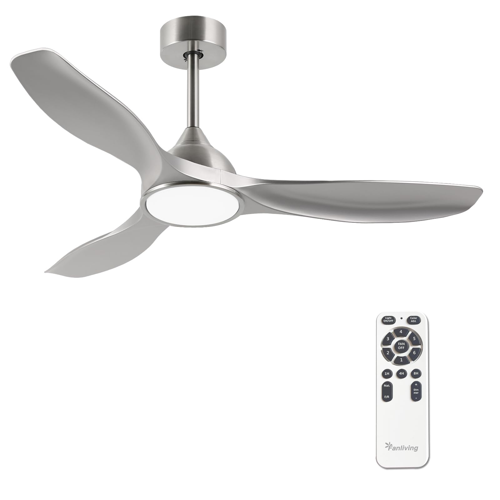 Photo 1 of ***(PARTS ONLY/ NON FUNCTIONAL)***Fanliving 52 Inch Quiet DC Motor 6 Speed High CFM Modern Ceiling Fan with Lights Remote Control, 3 Blade Indoor Silver Ceiling Fan for Bedroom, Office, Living Room