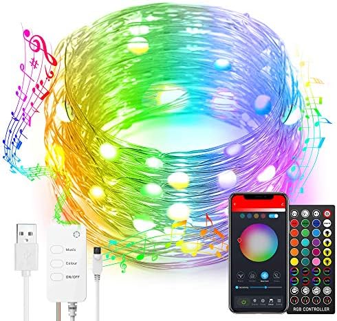 Popotan Alexa DreamColor Fairy Sting Lights 33FT 100LEDs Fairy Lights Work with Amazon Echo Google House, App Managed, Music Sync, USB Powered RGBIC Twinkle String Lights for Indoor Out of doors Decor