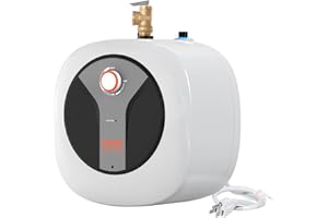 VEVOR Electric Mini-Tank Water Heater 8-Gallon Tank, 1440W Hot Water Boiler Storage, Safety Temperature Pressure Valve Easy I