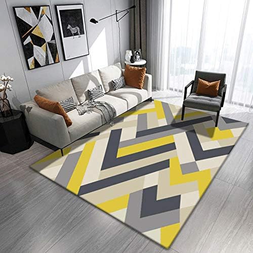Rug Rug Bedroom Modern Geometric Living Room Rug Yellow Bar Stain Resistant Fluffy Thick 200X300