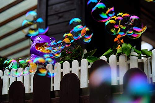 Bdwing Little Kids Bubble Machine Automatic Bubble Blower Durable High Output Bubble Marker with a Bottle of Bubbles Solution Refill, Hippo Shape, Portable Blowing Machine for Indoor or Outdoor use