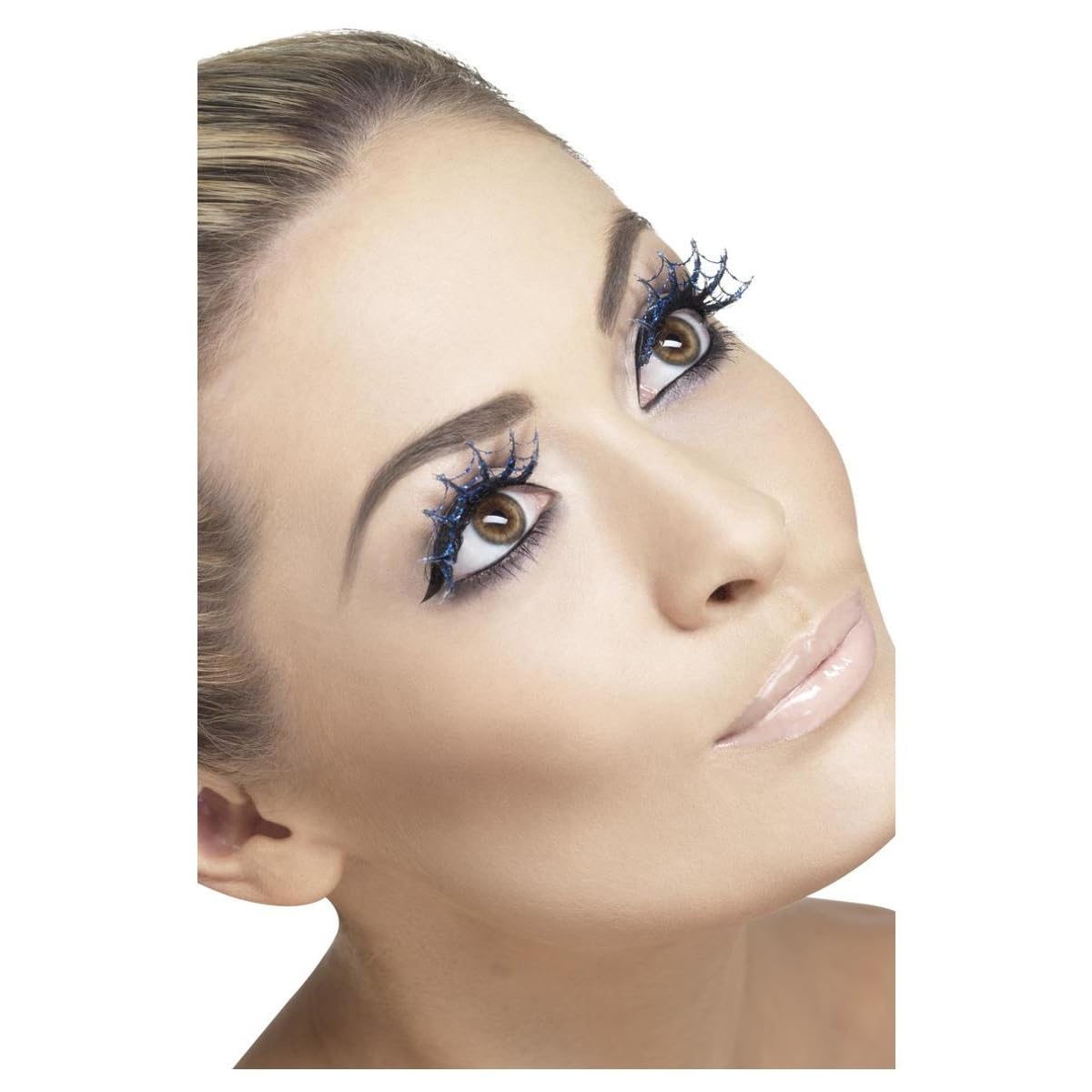 Smiffys Eyelashes Spiderwebs with Glitter, Blue Contains Glue, Fever Eyelashes Fancy Dress, Fever Dress Up Cosmetics & Disguises Halloween