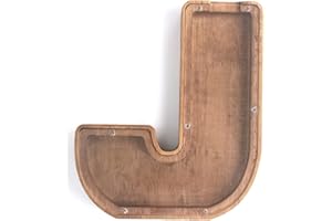 ARTANLIFE Large Big Piggy Bank for Adults, Adult Piggy Bank,Wood Wooden Letter Coin Money Piggy Banks for Adults,Initial Alphabet Personalized Acrylic Clear Unbreakable Piggy Bank for Adults Kids (J)