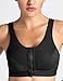 SYROKAN Women's Zip Front High Impact Wireless Racerback High Support Zipper in Front Sports Bra Black 40D