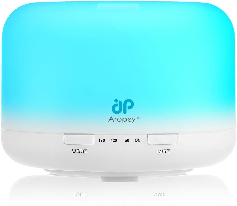 Aropey Essential Oil Diffuser, 120ml Aromatherapy Cool Mist Ultrasonic Air Humidifier with Color Changing LED Lights for Yoga Spa Home Office
