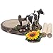 Decorative Holstein Cow Paper Towel Holder Display Stand Features Sunflower Accents for Countertop Rustic Country Kitchen Décor As Farm Animal Gifts for Farmers