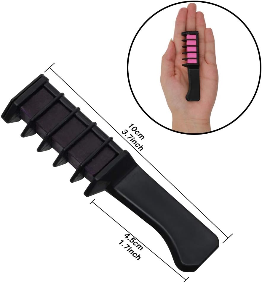 Hair Chalk Comb, 12 Colors Temporary Washable Hair Color Girls Gifts Brush Set for Kids Boys & Girls Hair Dyeing, Party - Image 3