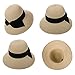 Siggi Womens Floppy Summer Sun Beach Straw Hats Accessories Wide Brim Foldable Beige 57cm (56-57.5cm 22