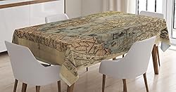Ambesonne Antique Tablecloth, Map of World Global