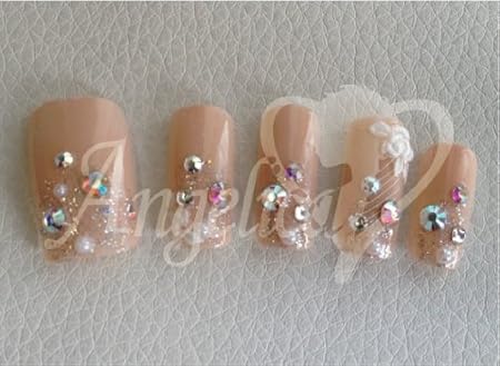 Amazon アンジェリカ ネイルチップ ブライダルネイル 両手セット カジュアルラウンド アンジェリカ ネイルチップ 通販