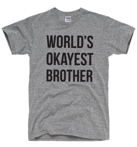 DirtyRagz Men's World's Okayest Brother T-Shirt XL Heather Grey