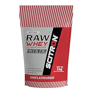 Scitron Raw Whey (100% Whey Protein Concentrate, 24g Protein, 0g Sugar, 33 Servings, Essential & Non-Essential Amino Acids, No Added Flavour & Sweetener) - 1 kg