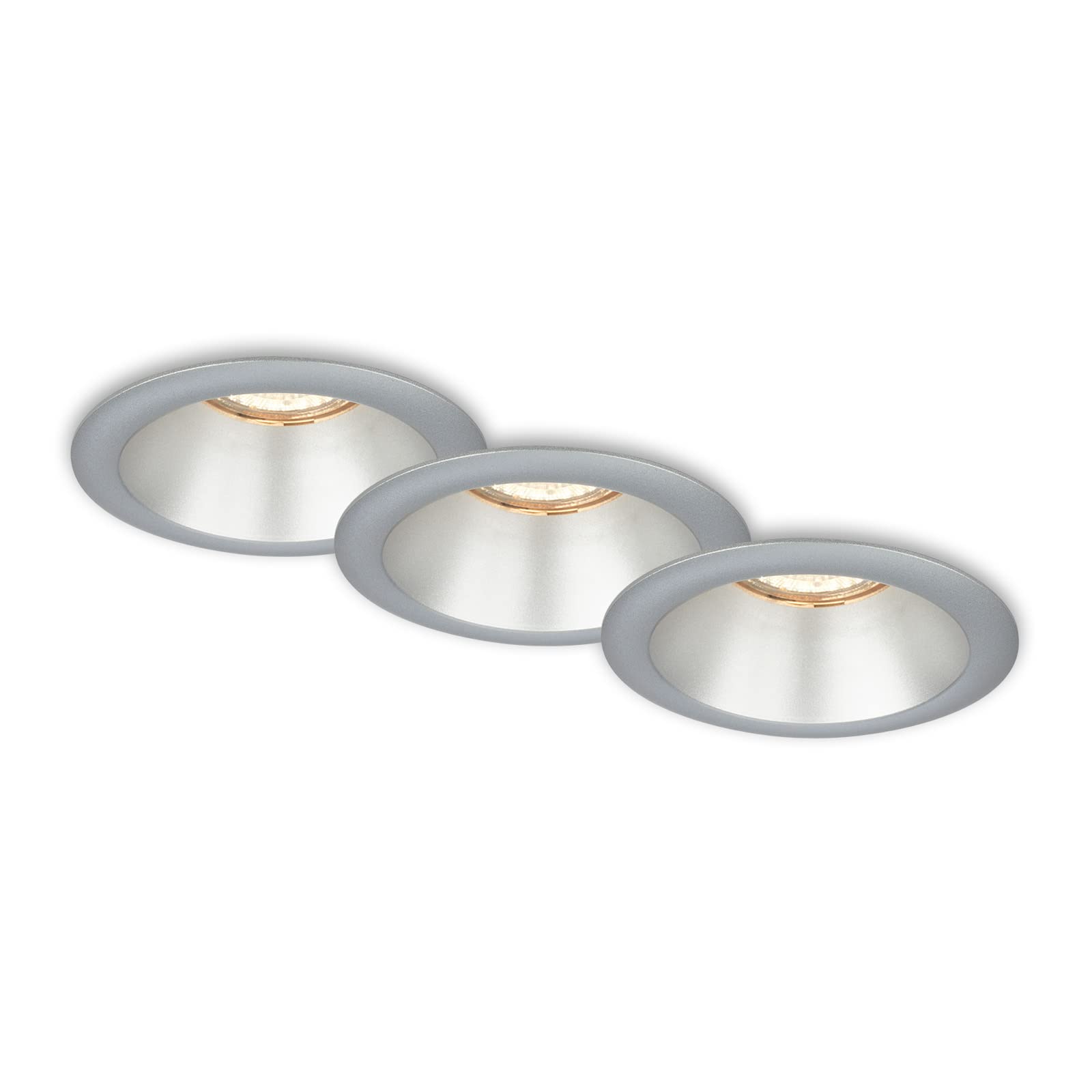 BRILONER Leuchten Set of 3 Recessed Spotlights/Recessed GU10 Socket/Matte Chrome 95 x 61 mm