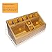 SplashSoup Small Multifunctional Bamboo Organizer | Desk Caddy | Home Office Accessory Tray | School Art Supply Holder | Pen Pencil Brush Compartment | Kitchen Bathroom Countertop Storage
