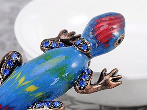 AlilangIncredible Enamel Body Synthetic Sapphire Crystal Lizard Reptile Pin Fashionable Brooch