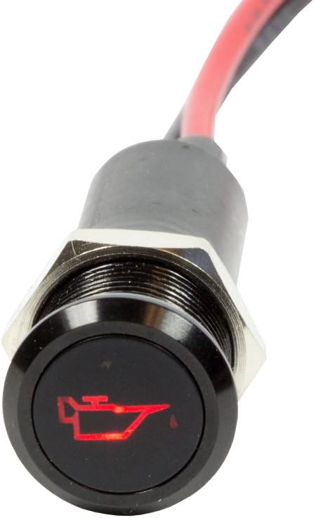 Alpinetech PLB12MS 12mm 1/2" 12V LED Metal Signal Indicator Pilot Dash Light (Oil Pressure Low)