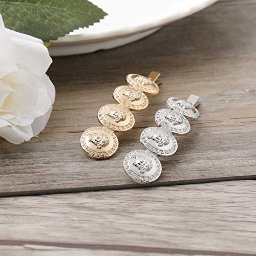 Yalice Coin Bobby Pins Barrettes Bride Hair Clips Wedding Hair Accessories for Women and Girls 2Pcs (Gold)