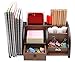 PAG Office Supplies Wood Desk Organizer Pen Holder Accessories Storage Caddy with 1 Drawer, 7 Compartments, Brown