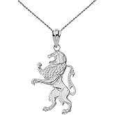 Claddagh Gold Polished 925 Sterling Silver Israel Lion of Judah Hebrew Pendant Necklace