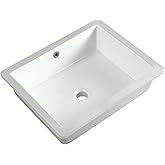 20 Inch Undermount Bathroom Sink Rectangle Undermount Sink White Ceramic Under Counter Bathroom Sinks with Overflow (19.7"x15