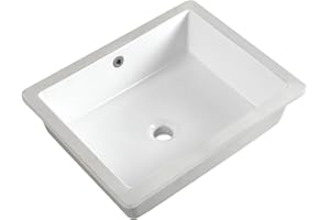 KARAMAG 20 Inch Undermount Bathroom Sink Rectangle Undermount Sink White Ceramic Under Counter Bathroom Sink with Overflow (19.5"x15.6")