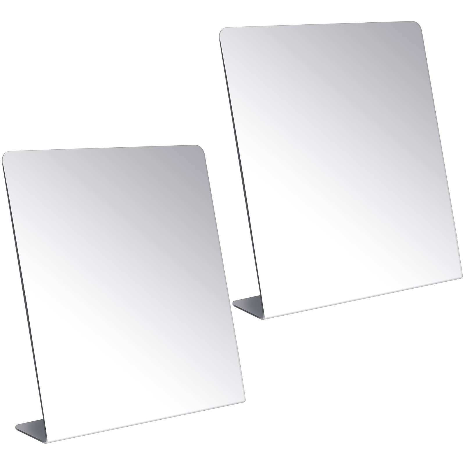 Photo 1 of Amyhill 2 Pcs Counter Top Mirror Freestanding Mirror Single Sided Acrylic Desk Glass for Tabletop Bedroom, Office, Bathroom, Dorm, Home (8.5 x 11 Inch)