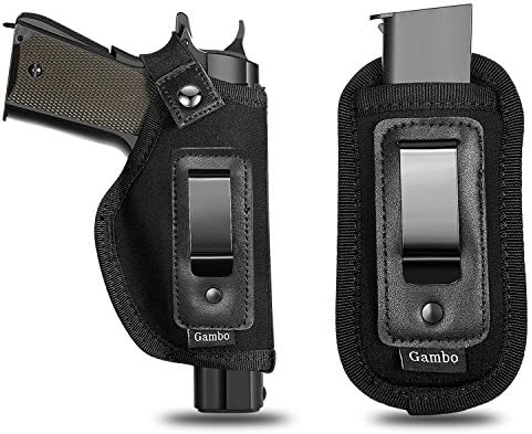 Gambo IWB Updated Magnet Buttons Gun Holster With Mag Pouch Bundle For Concealed Carry Fits Only M1911(Right)