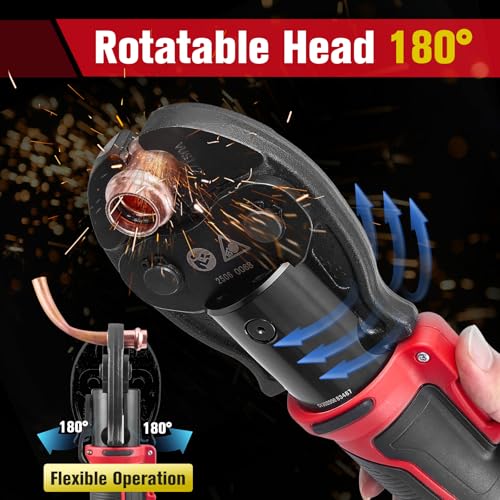 ROGVOC ProPress Tool, 18V Copper Pipe Crimper with 3 VUS Jaws | Includes 1/2, 3/4 and 1 inch jaws, two 2 Ah batteries, fast charger and carrying case