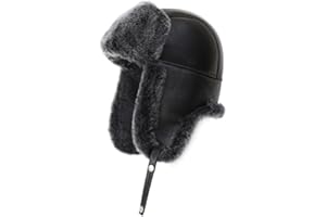 MUMCU'S LEATHER - LEATHER WANTS TO BE MUMCU'S Ushanka Aviator Trapper Leather Hat Men Women, Sheepskin Fur Russian Soviet Earflaps Hat, Warm Outdoor Winter Hat 2024